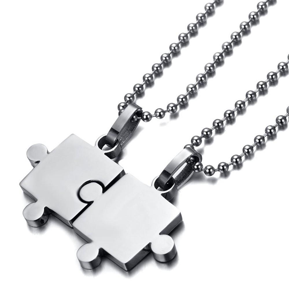 Puzzle couple necklace